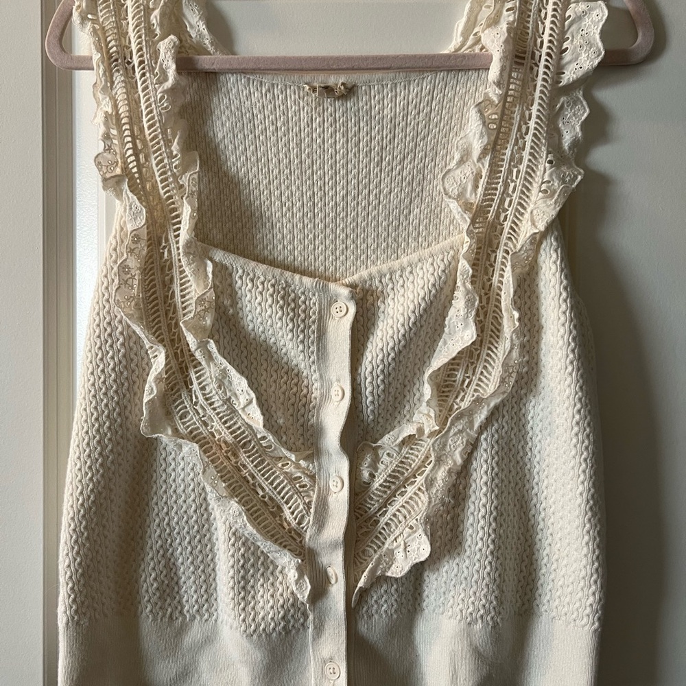 Pilcro Cream Lace Tank Top